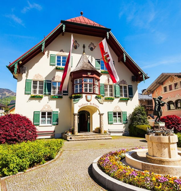Mozart Brunnen in St. Gilgen im Salzkammergut